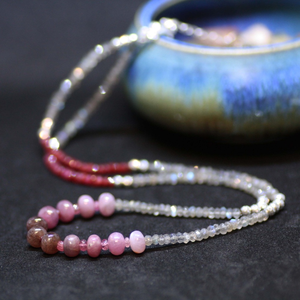 New - ONE OF A KIND Ruby Sapphire Necklace / Wrap Bracelet – Sterling Silver